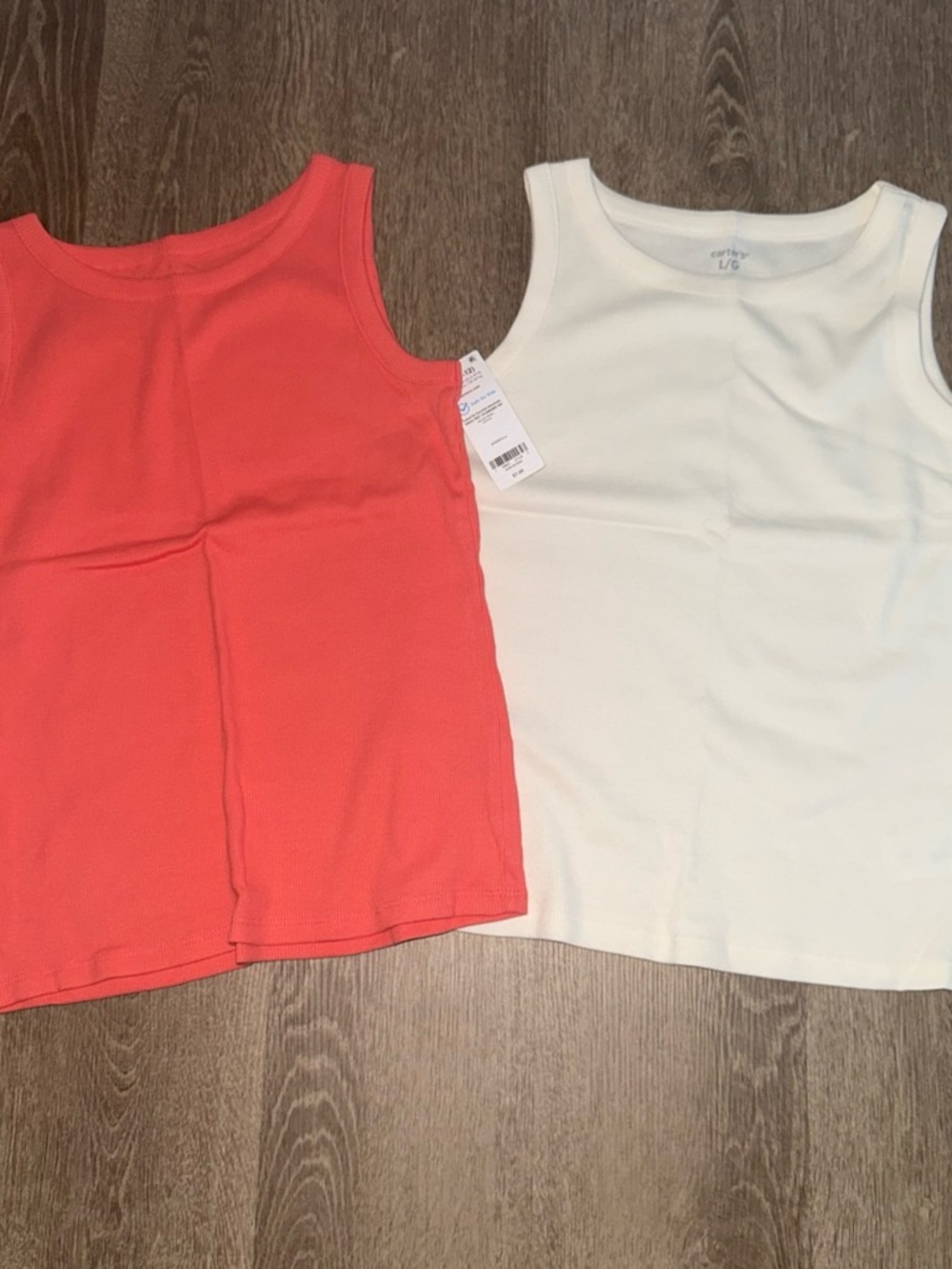 Carter's Coral and White Girls' Tank Tops - 2 Pack